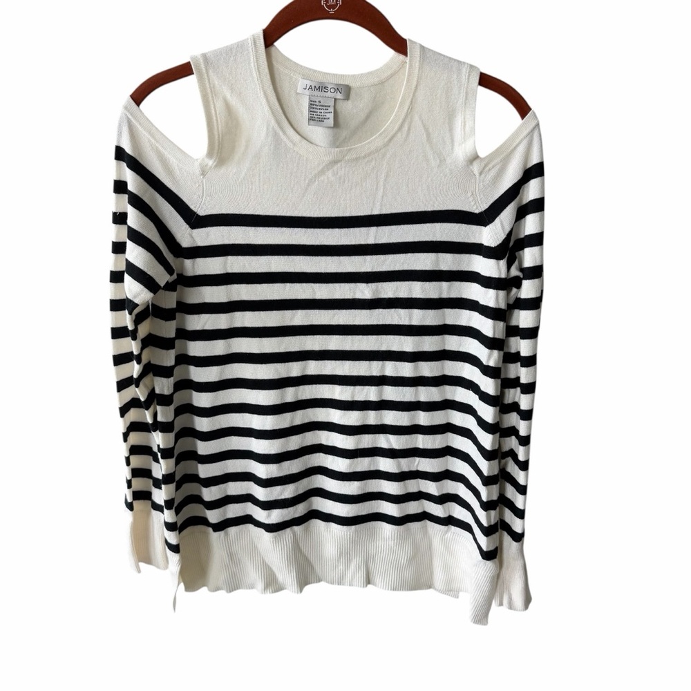 JAMISON $68 Gabby Striped Cold Shoulder Sweater Small